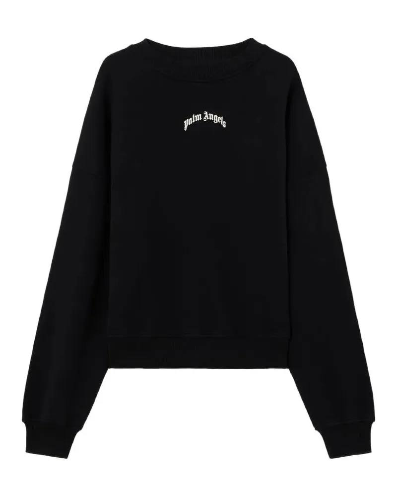 Palm Angels Back Curved Logo Loose Crew Black