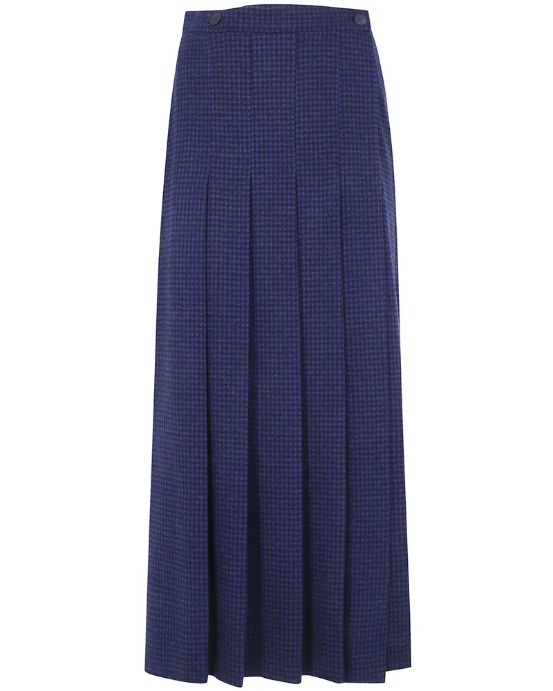 Harris Wharf London Long Pleated Skirt Ay7340mra Ra01 Dark Blue Hounds Blue
