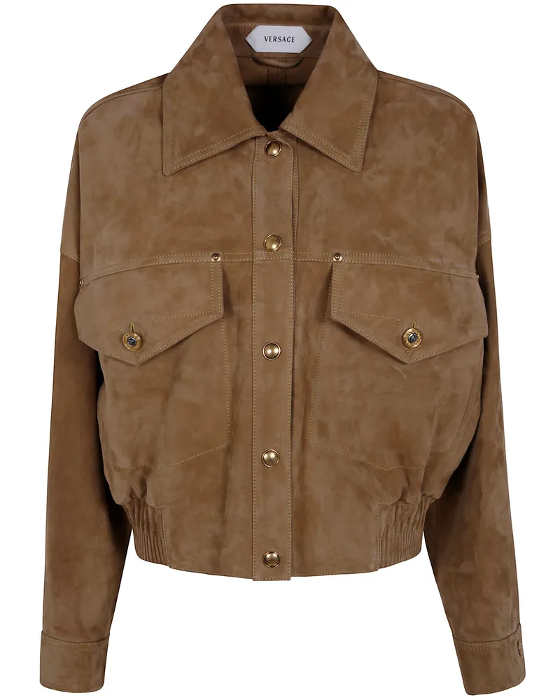 Versace Jacket Suede Effect Leather "Blouson Beige