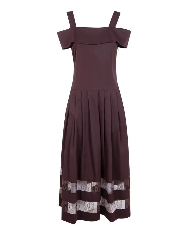 Blumarine Lace Cotton Dress Brown
