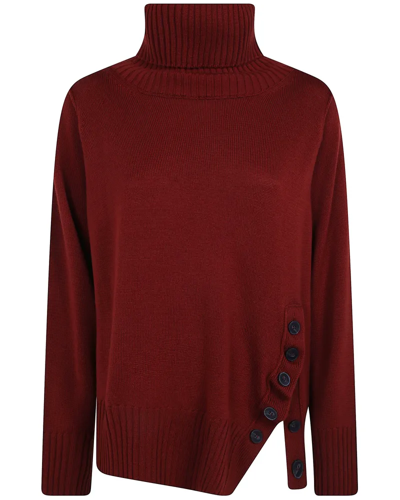 Pier Antonio Gaspari Sweater High Neck Buttons "1V6808m. Qb3 V28 Sienna Red