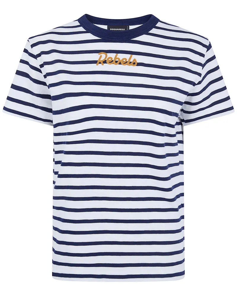 Dsquared2 Striped Just Right" Fit T-Shirt White