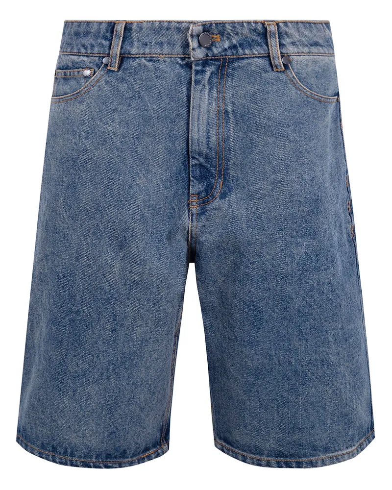 Daily Paper Compact Shield Embroidery Denim Shorts Blue
