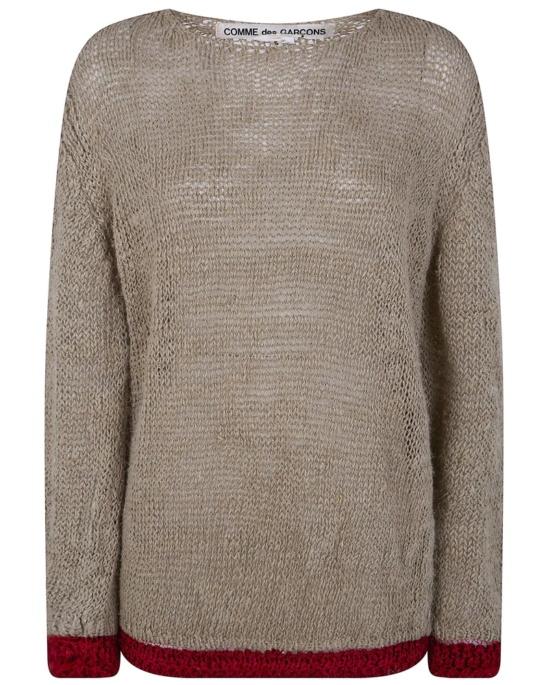 Comme des Garçons Round Neck Long Sleeves T-.Shirt Beige