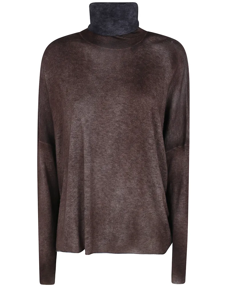 Avant Toi Sweater High Neck "Hand Painted Ultralight Cashmere Wool Brown