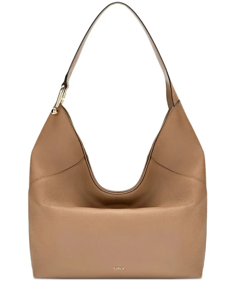 Furla Furla Lara" Eracle Print Leather Large Hobo Bag Beige