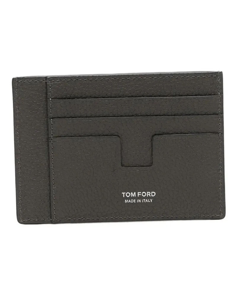 Tom Ford Portafoglio In Pelle Soft Grain "T Line Oversize Card Holder Gray