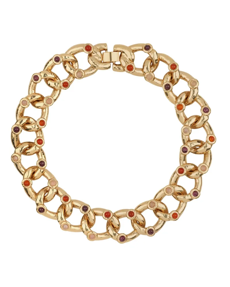 Gas Bijoux Mitsi" Gold Plated And Cabochons Necklace Metallic