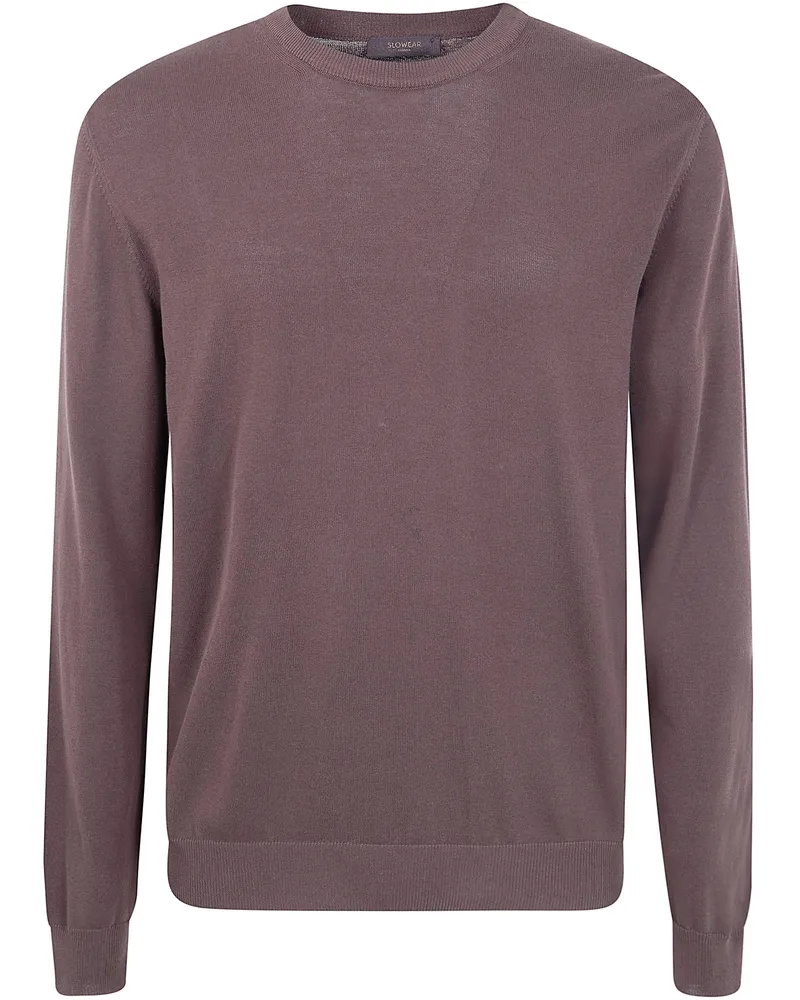Zanone Round Neck Slim Fit Sweater Brown