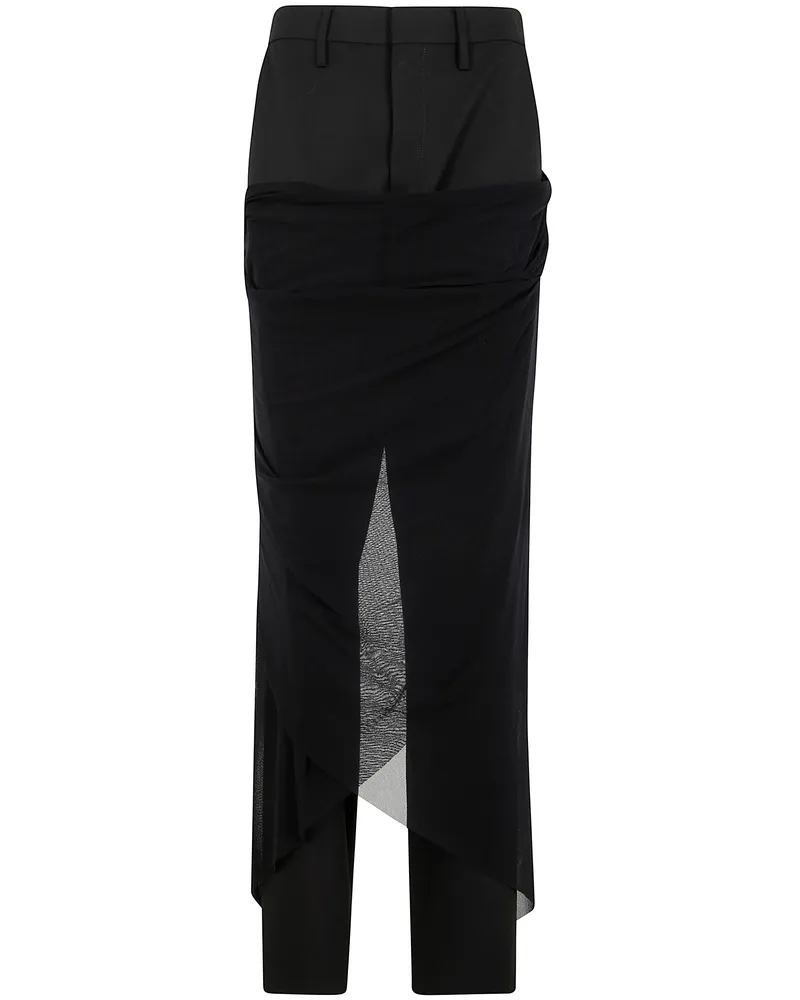 Jean Paul Gaultier Tailored Pant With Mesh Sarong Black