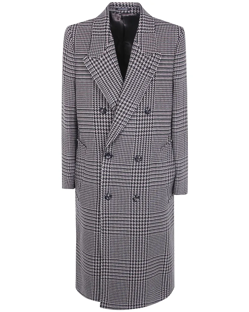 Emporio Armani Coat Double Breasted Long Coat Gray