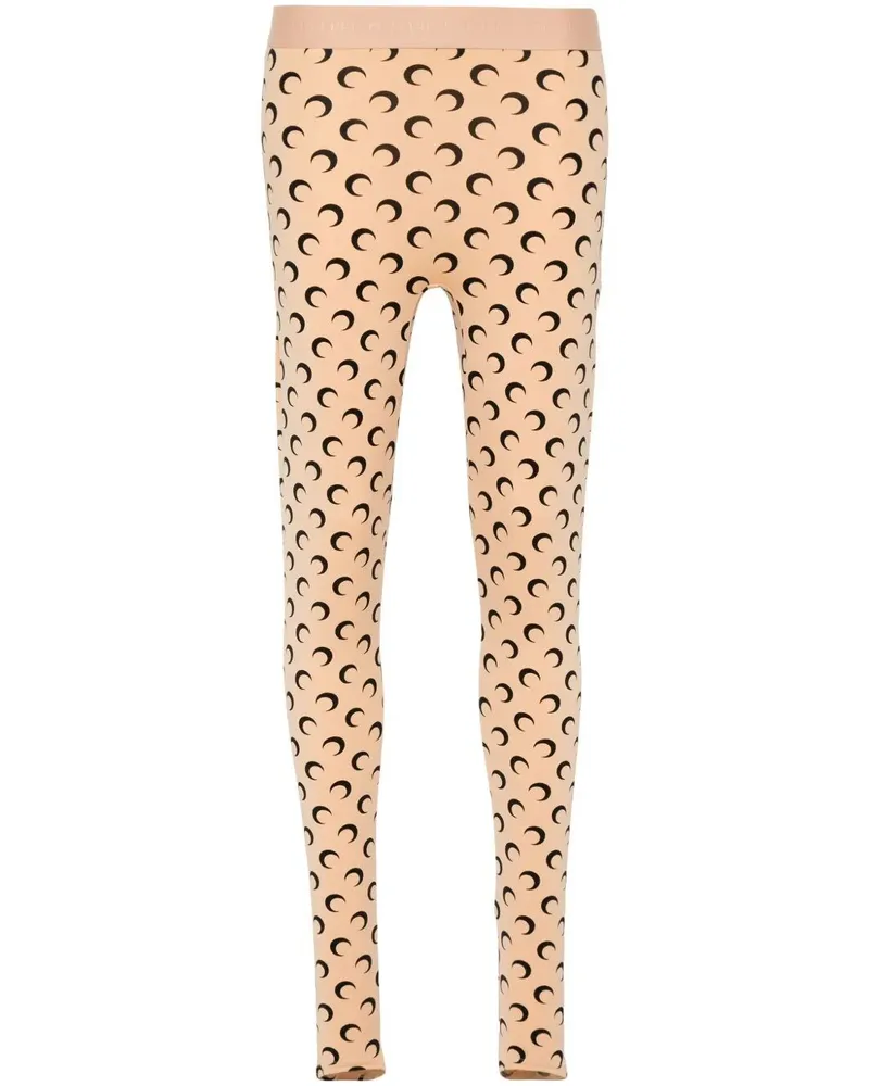 Marine Serre Moon" Printed Jersey Leggings Brown