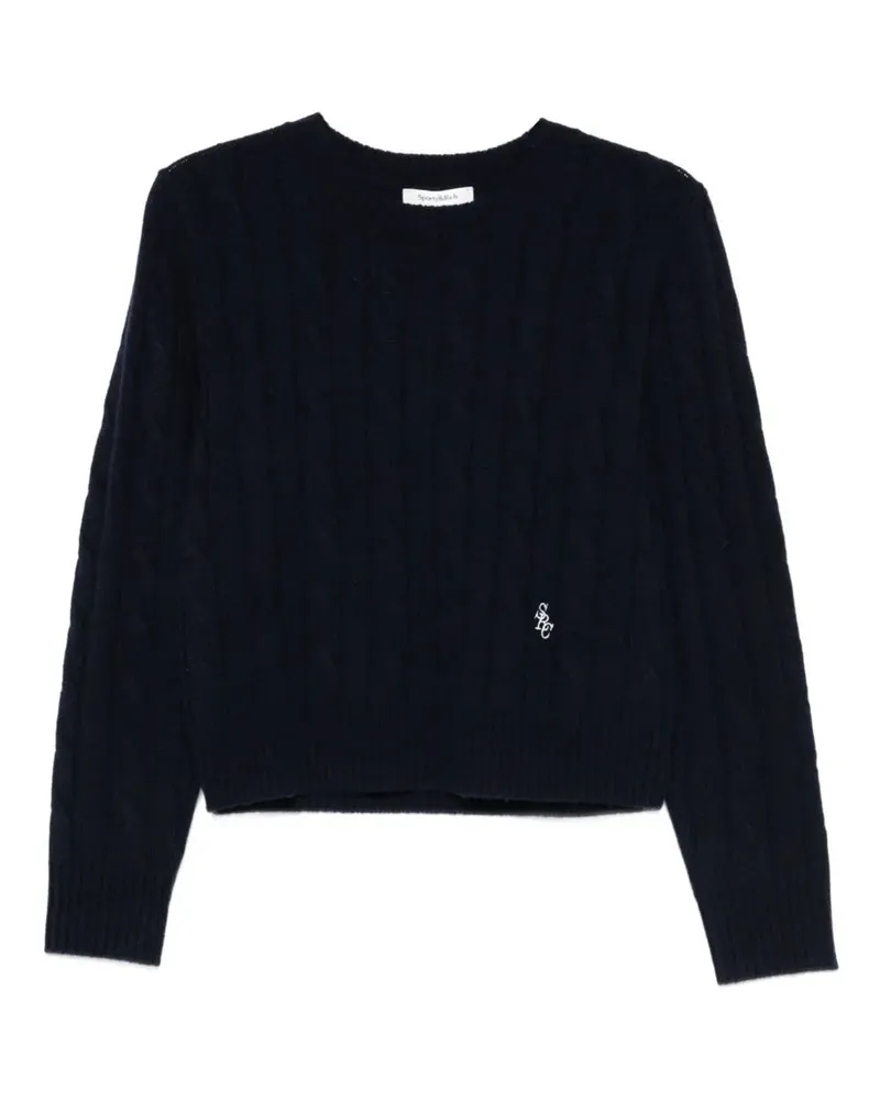 SPORTY & RICH Src" Cableknit Cashmere Sweater Blue