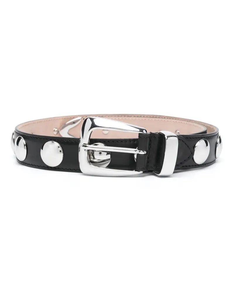 KHAITE Benny" Belt With Studs Silver Buckle 30Mm Black