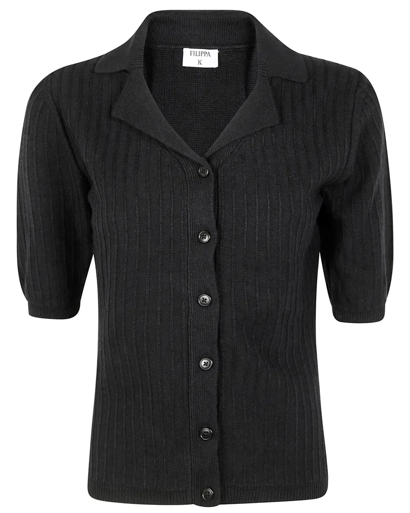 Filippa K Shortsleeve Collar Cardigan Black