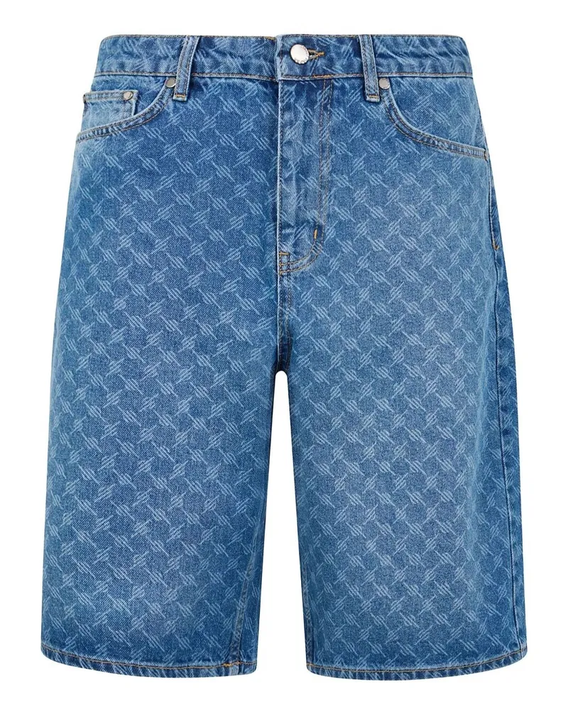 Daily Paper Monogram Denim Shorts Blue