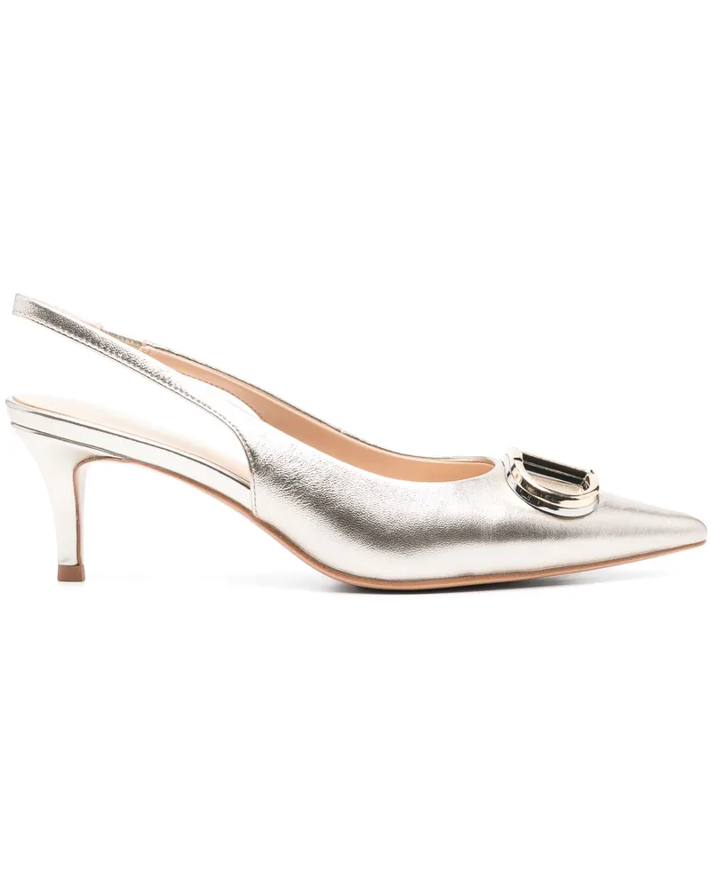 Twin-Set Sling Back Pump By Twinset Metallic