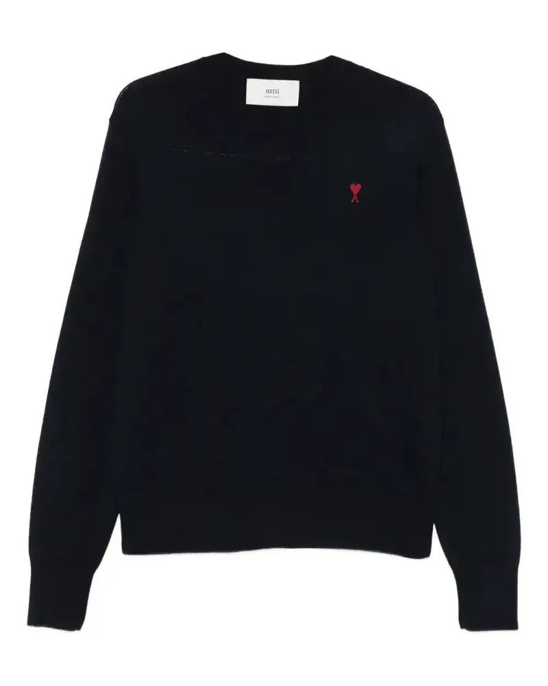 AMI Paris Crewneck Sweater With Contrasted "Ami De Coeur Blue