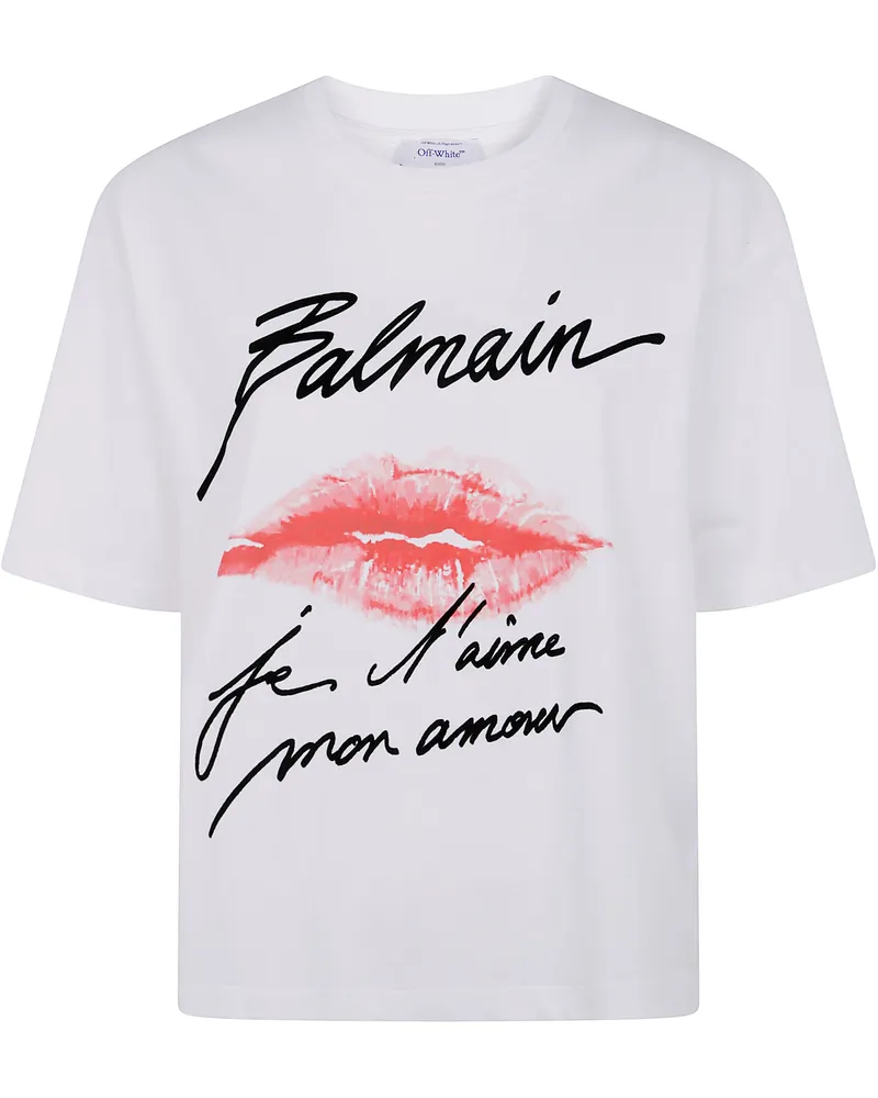 Balmain Ss Balmain Kiss Print T-Shirt White