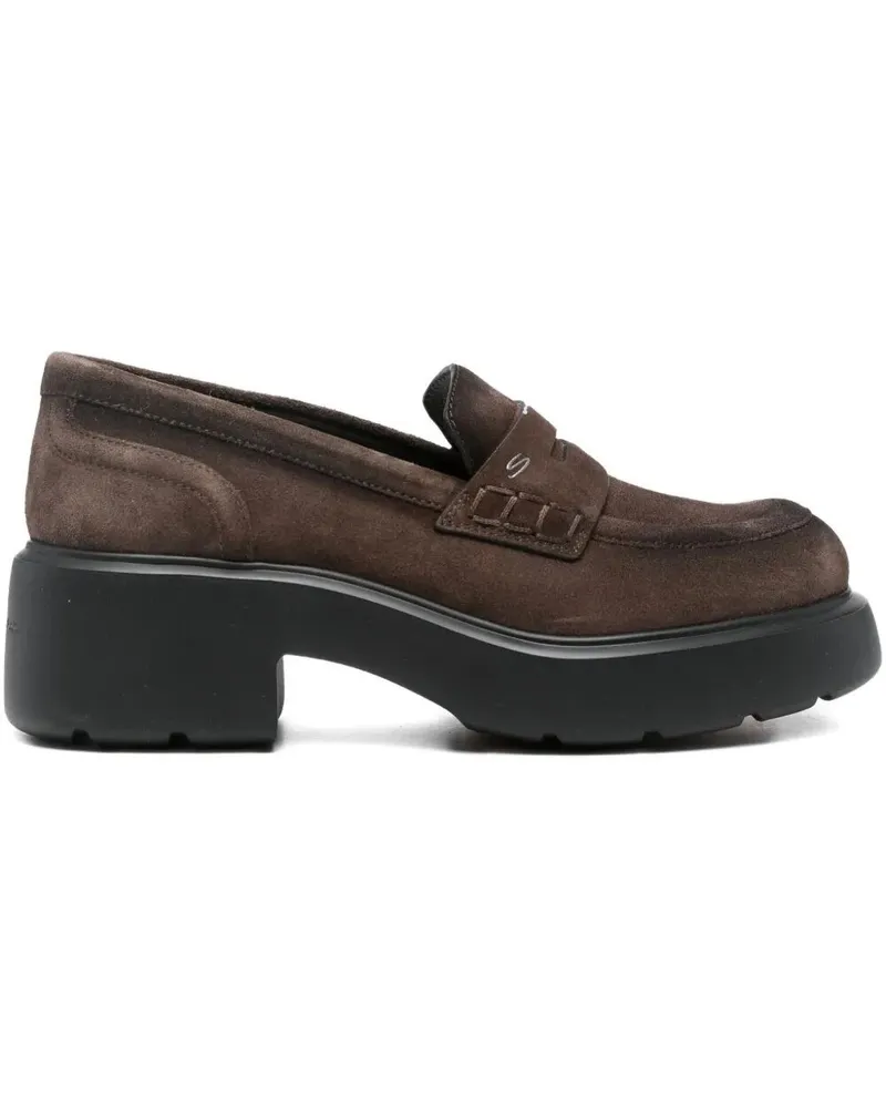 Santoni Easyw" Suede Loafers Brown