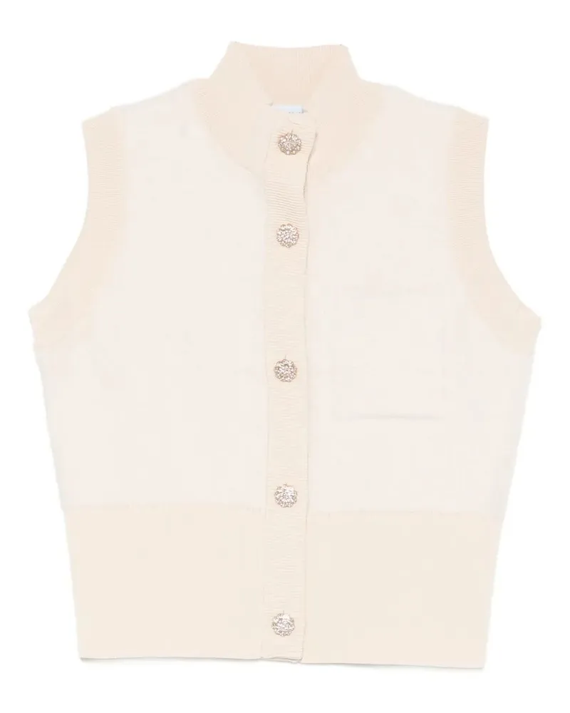 Blumarine Fur Knit Gilet Beige