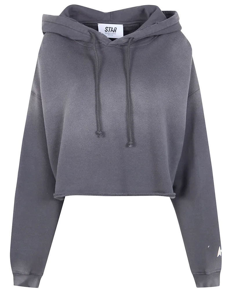 Golden Goose Star W`S" Oversize Cropped Hoodie Sunfaded Wash Star Gol Black