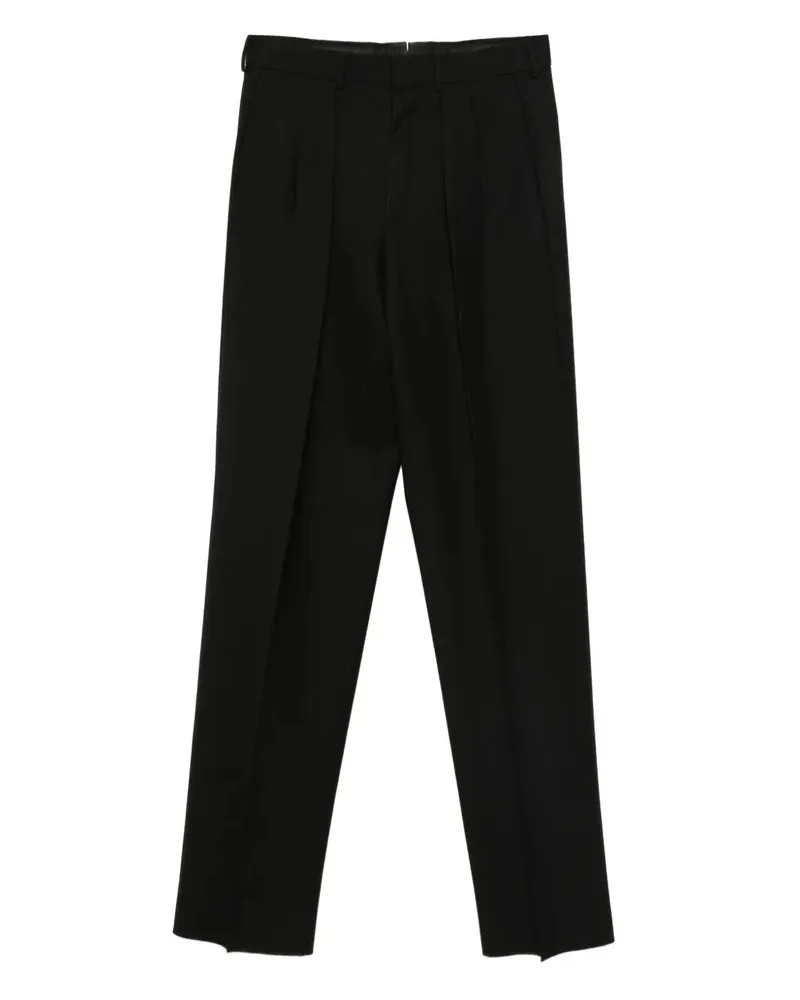 Tom Ford High Twist Broken Twill Double Pleat Trousers Black