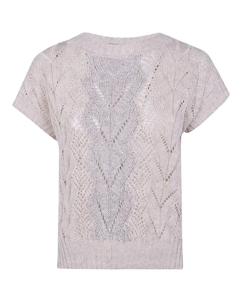 D.EXTERIOR D. EXTERIOR Braids Linen Crystals Boat Neck Sweater White