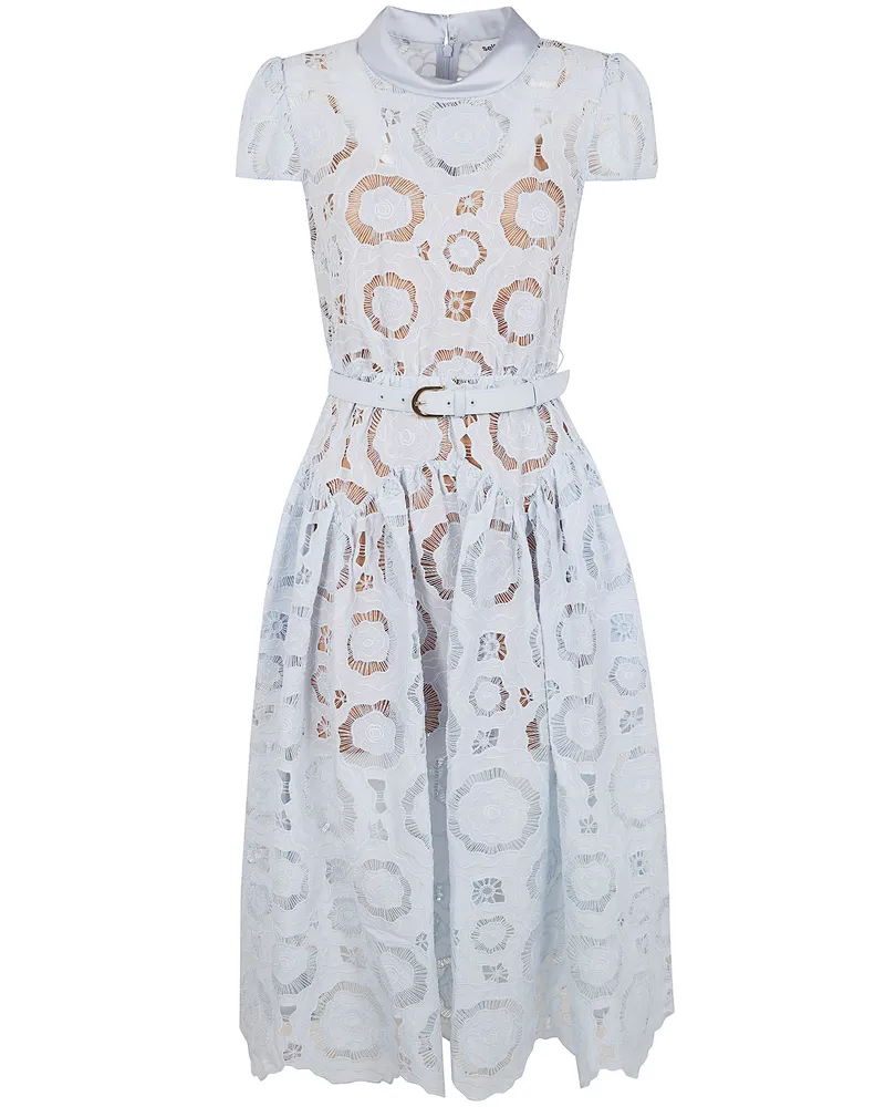 Self-Portrait Floral Lace Midi Dress Blue