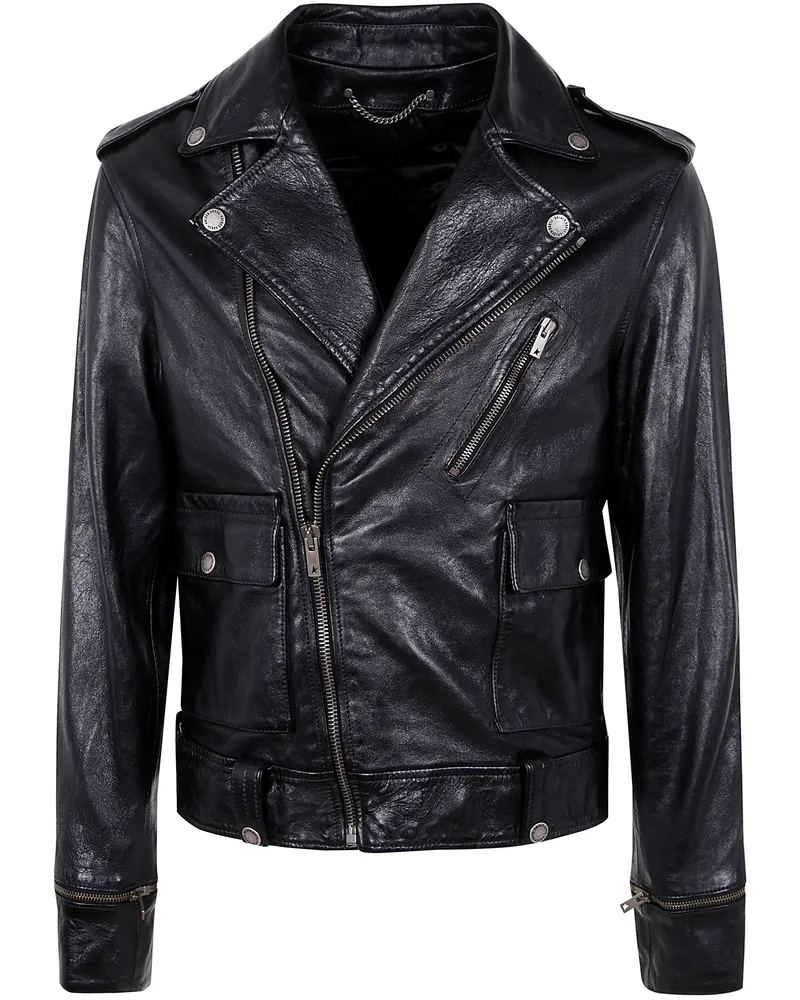 Golden Goose Journey Chiodo Nappa Waxed Jacket Black