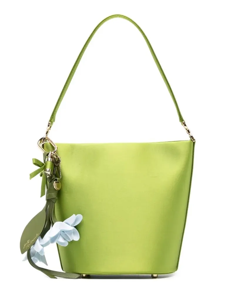 Self-Portrait Bag Satchel "Satin Bucket Bag Green