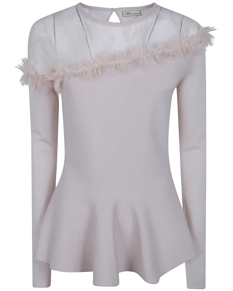 Blumarine Sweater With Lace Beige