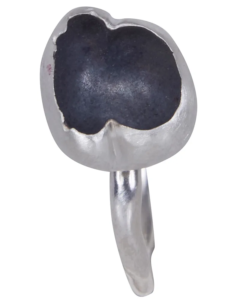 Rosa Maria Ring With Black Stone "Yonca 2 S Sm St Metallic