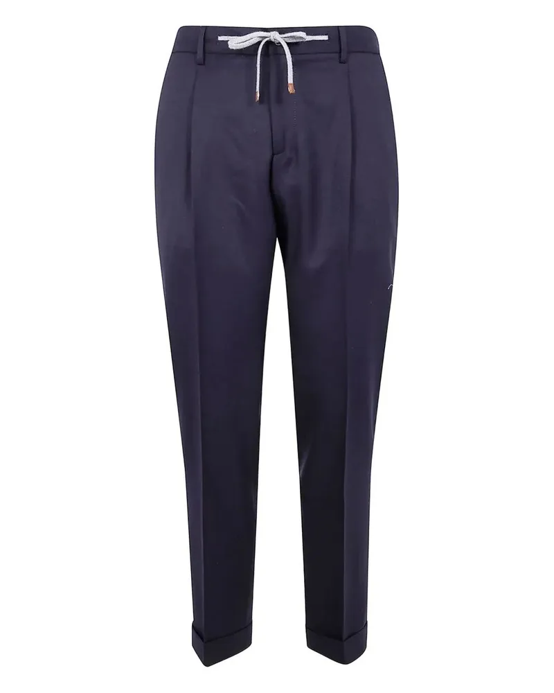 BARBA Roma' Flanel Coulisse Chino Trousers Blue