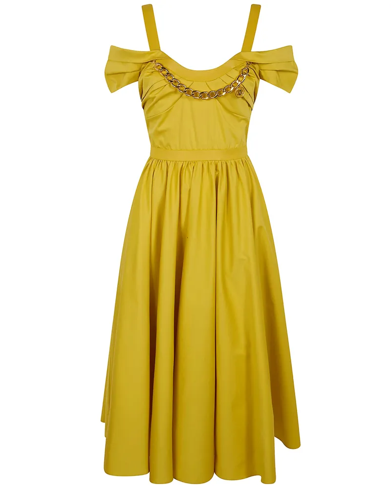 Elisabetta Franchi Midi Dress Yellow
