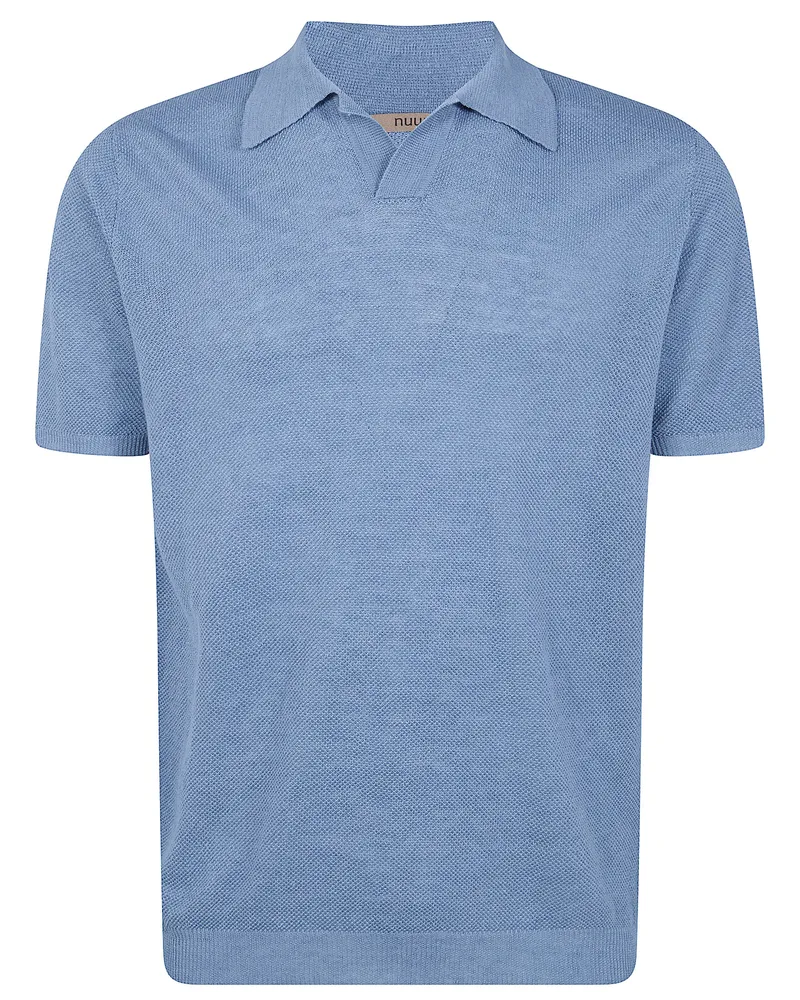 Nuur Short Sleeved Polo Neck Piquet Stitch T-Shirt Blue