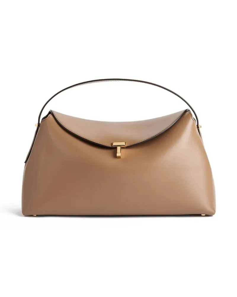 Totême Shoulder Bag Leather Top Handle "T-Lock Brown