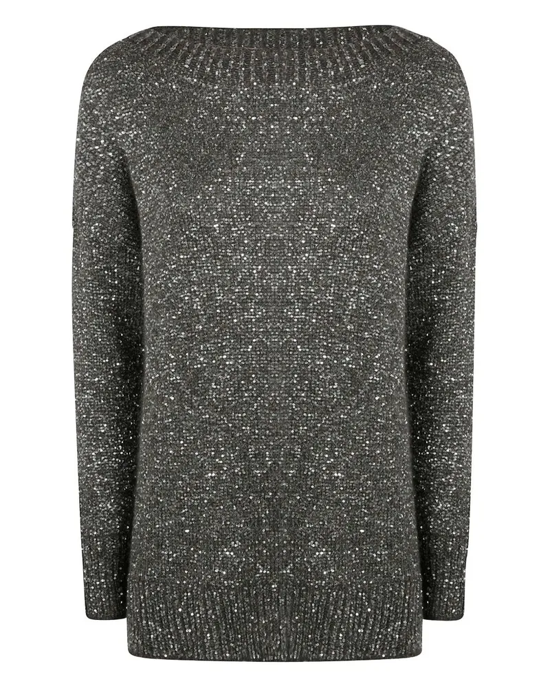 D.EXTERIOR D. EXTERIOR Boatneck Sequins Soft Long Sweater Green