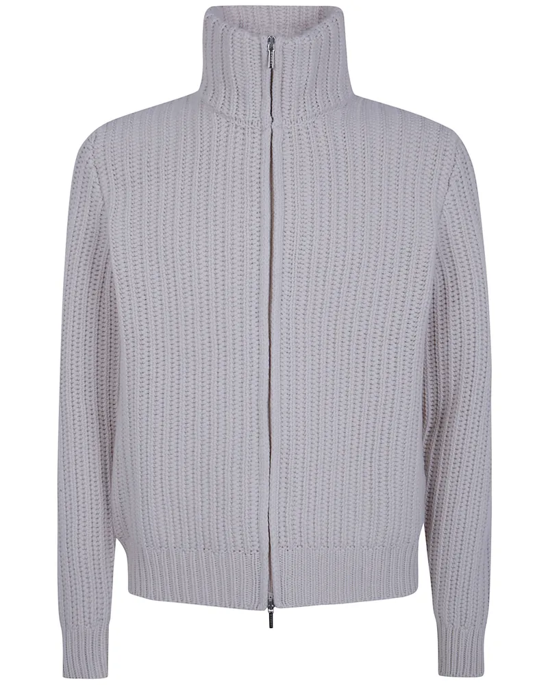 BARBA Sweater Full Zip "Wool Cashmere Viscose Gray