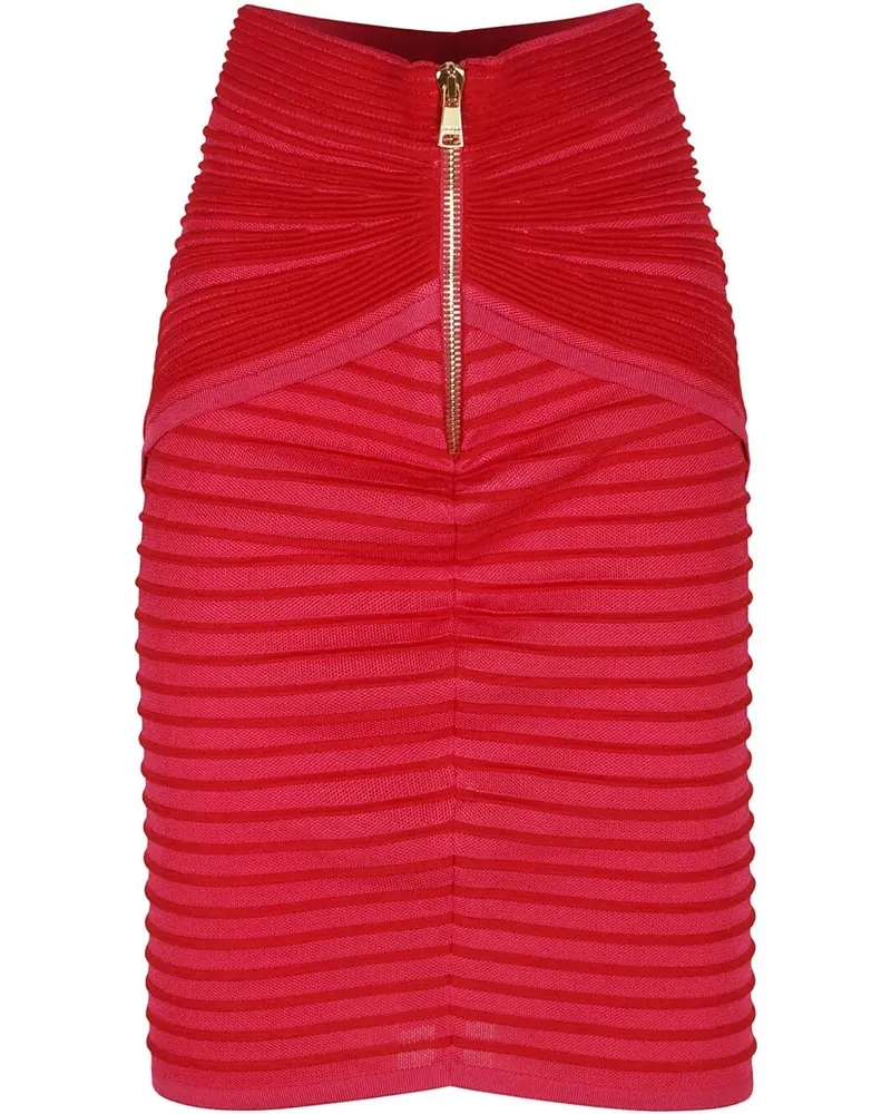 Balmain Flecharge Knit Knee Length Skirt Pink