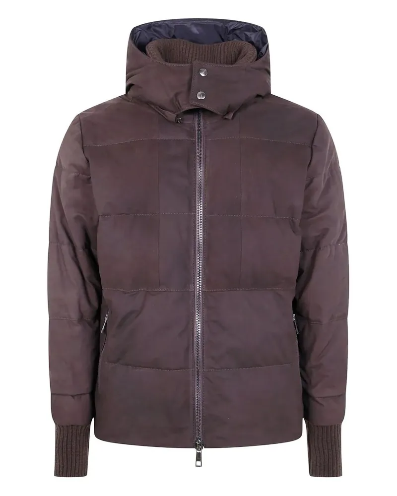 Giorgio Brato Nabuck Leather Padded Jacket Brown