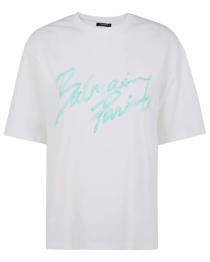 Balmain Short Sleeves "Balmain Paris Bulky" T-Shirt White