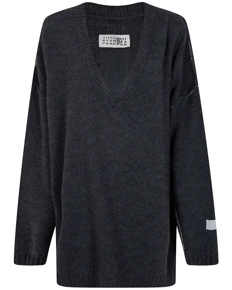 Maison Margiela V Neck Oversized Sweater Gray