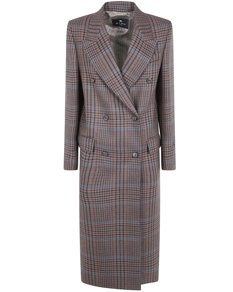 Etro Coat Long Double Breasted "Wraa003299tq218 S9890 Gray