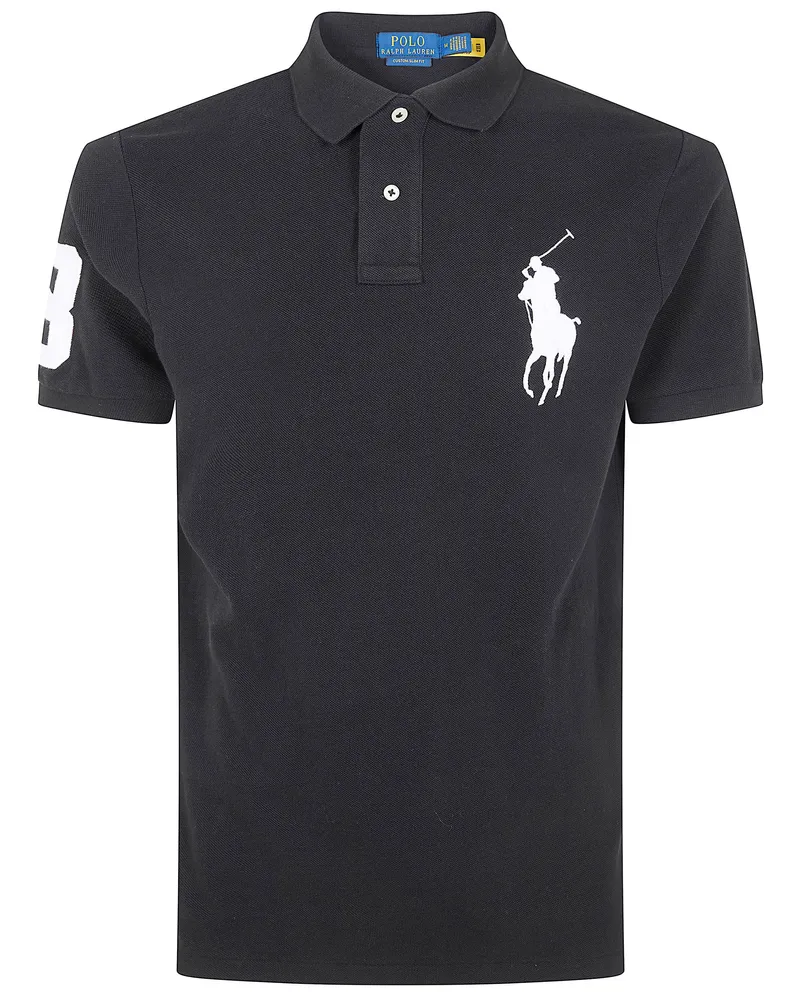 Ralph Lauren Short Sleeves Knit Big Logo Polo Shirt Black