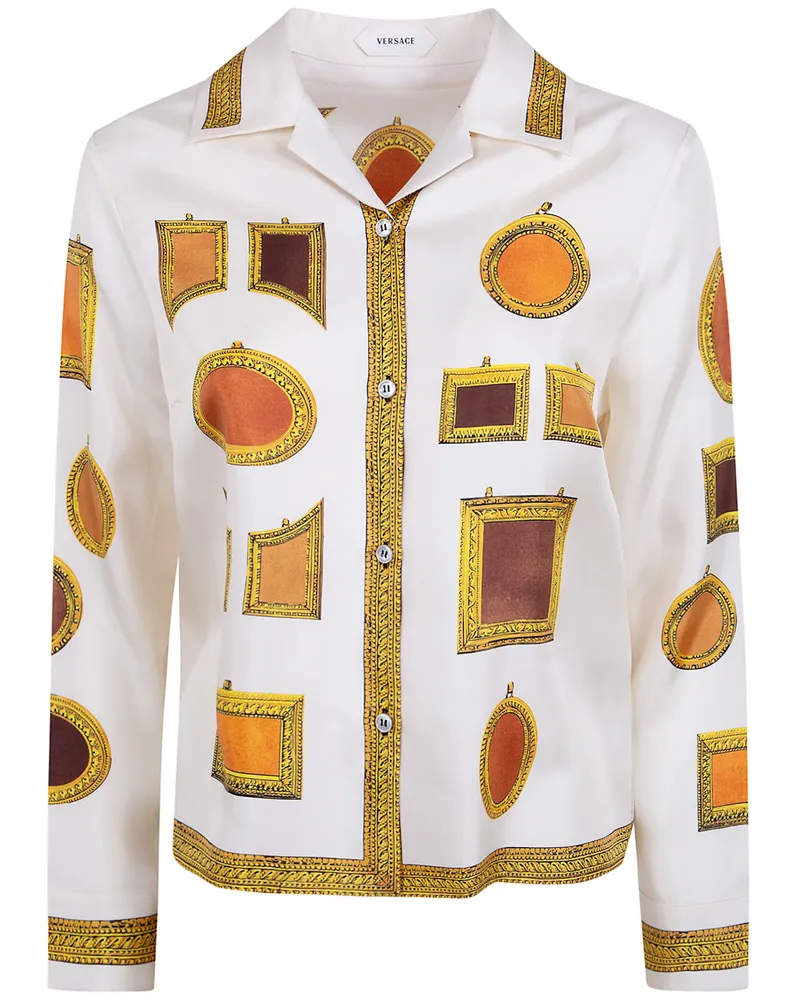 Versace Informal Shirt Silk Twill Print "The Gallery Beige