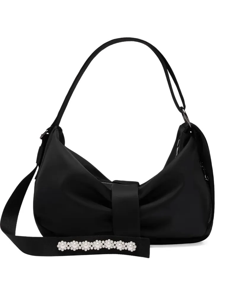 Simone Rocha Sling Bow Bag With Embroidered Black