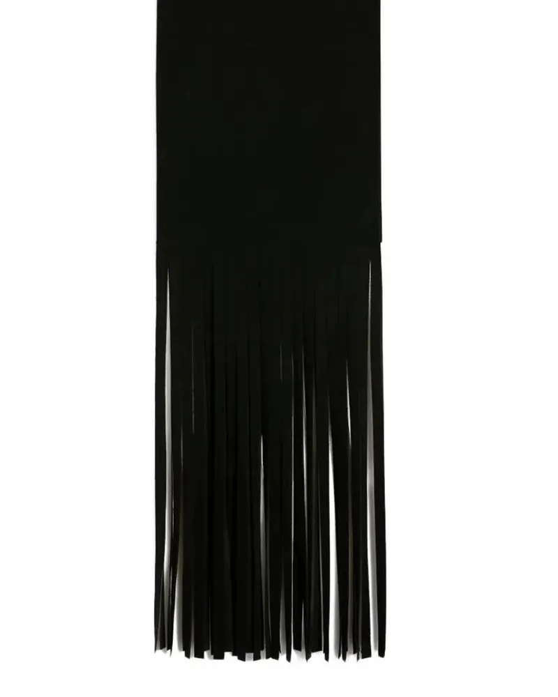 Max Mara Avocado" Maxi Fringes Scarf Black