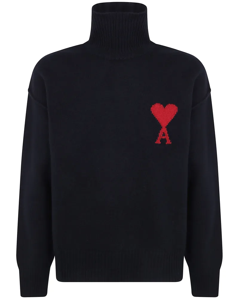 AMI Paris Sweater Funnel Neck "Quota Ami De Coeur Black