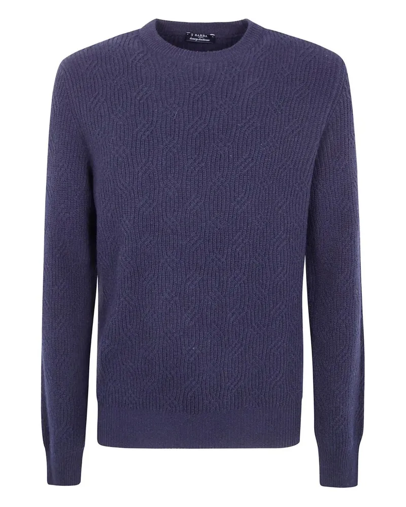 BARBA Round Neck Embroidery Sweater Blue